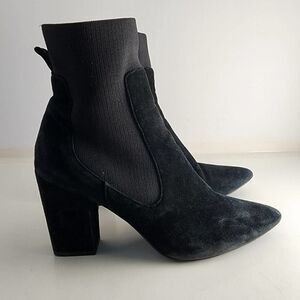 Steve Madden black suede ankle boots heeled Witchy